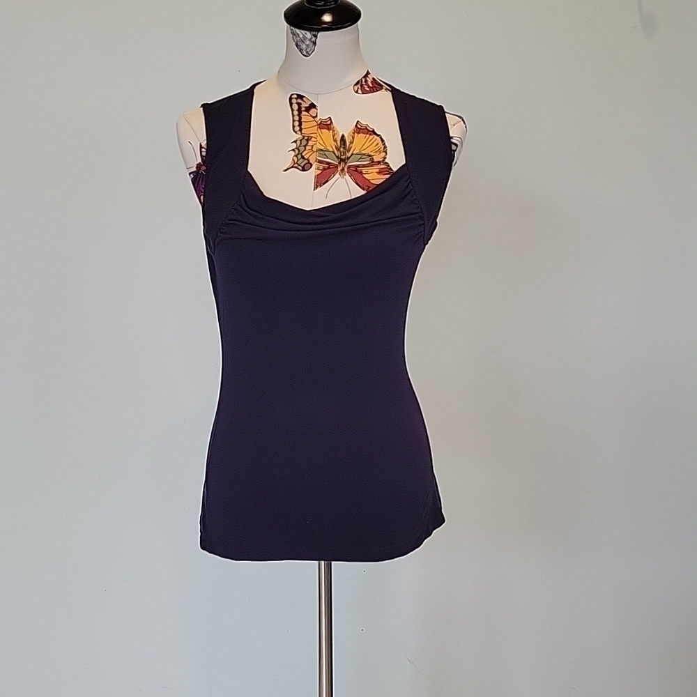 willi SMITH blue sleeveless cowl neck top. Stretchy. Size M